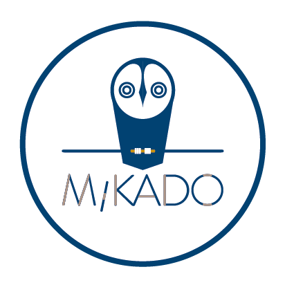 Logo représentant une chouette et texte "Mikado"