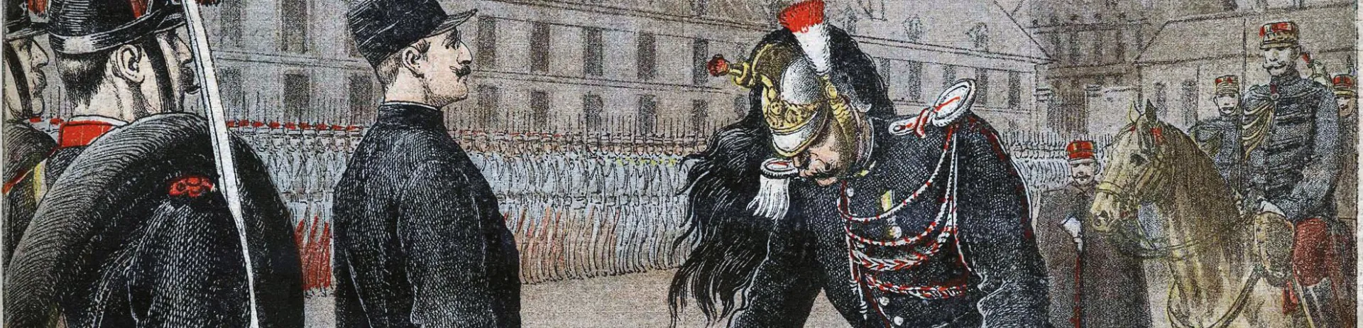 Gravure en couleurs, représentant des militaires