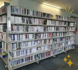 Une photo du fonds de DVD de la BU PMF